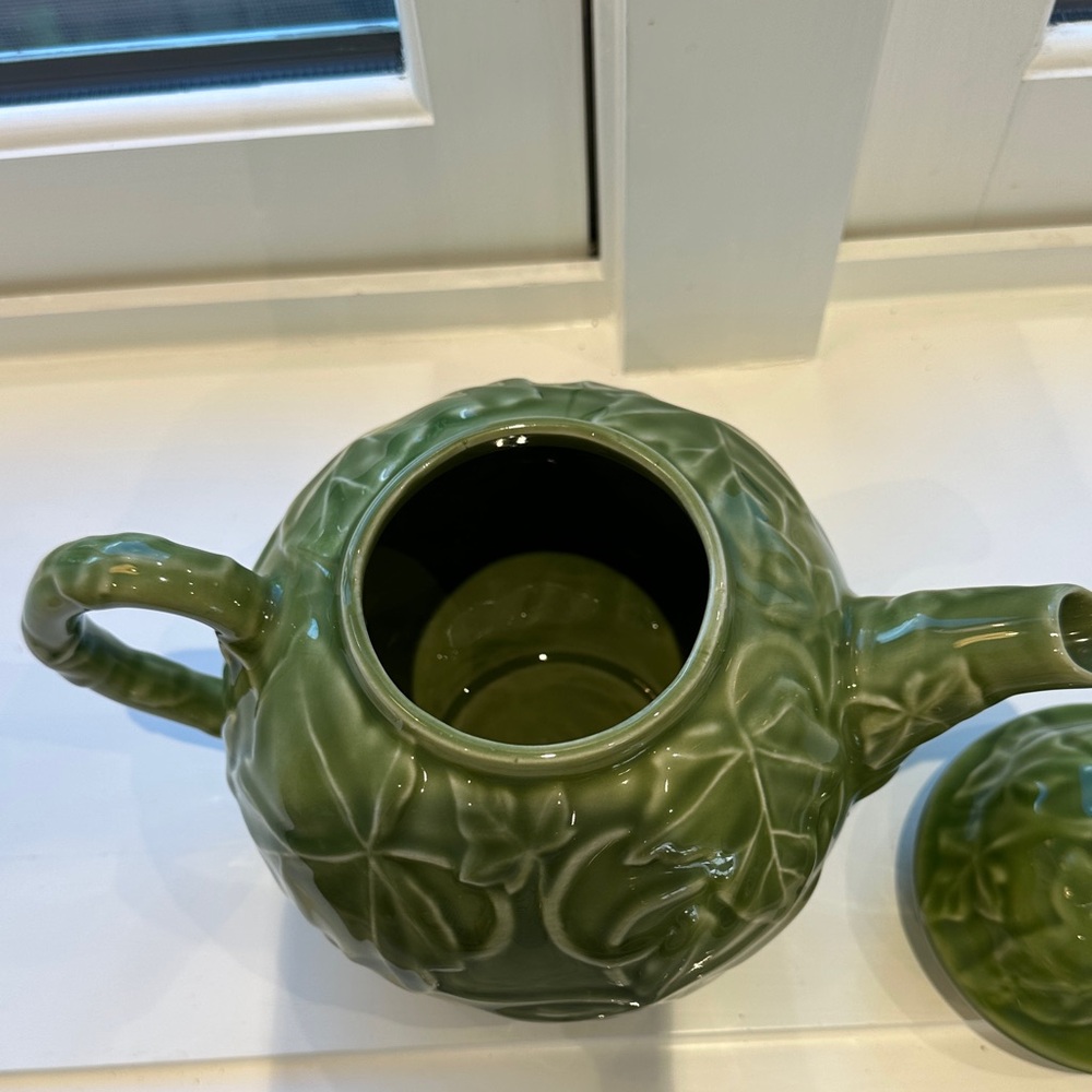 Vintage Franciscan Ivy Embossed Bright Green Teapot Portugal 4 Cups - Picture 10 of 16